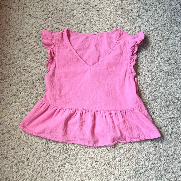 Pink Ruffled V-Neck Top - Picture 2 of 3